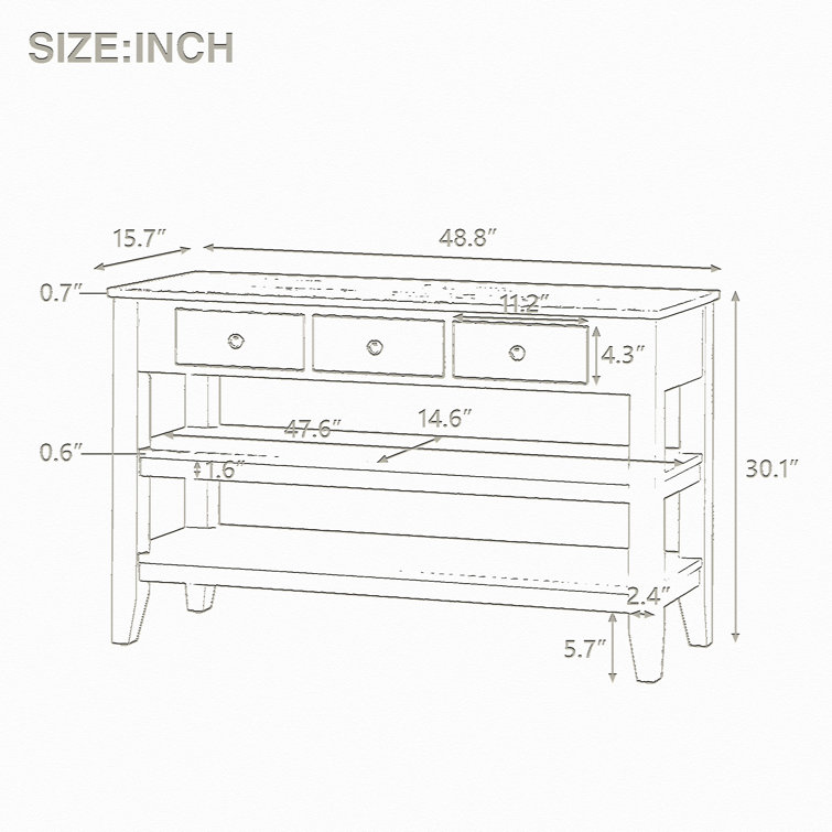 Winston Porter Farmhouse Style Slim Console Table With Two Large Bottom